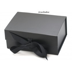 NEW! 1 Luxurious Medium Black Grosgrain Ribbon Tie Gift Box 23.5cm (9.3 Inches) ~ An Ideal Gift, Keepsake, Bespoke Hamper or Presentation Box 